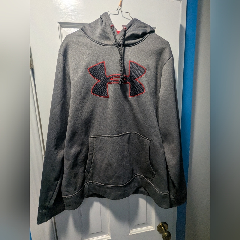 Under Armour Coldgear Hoodie Gray Red Medium